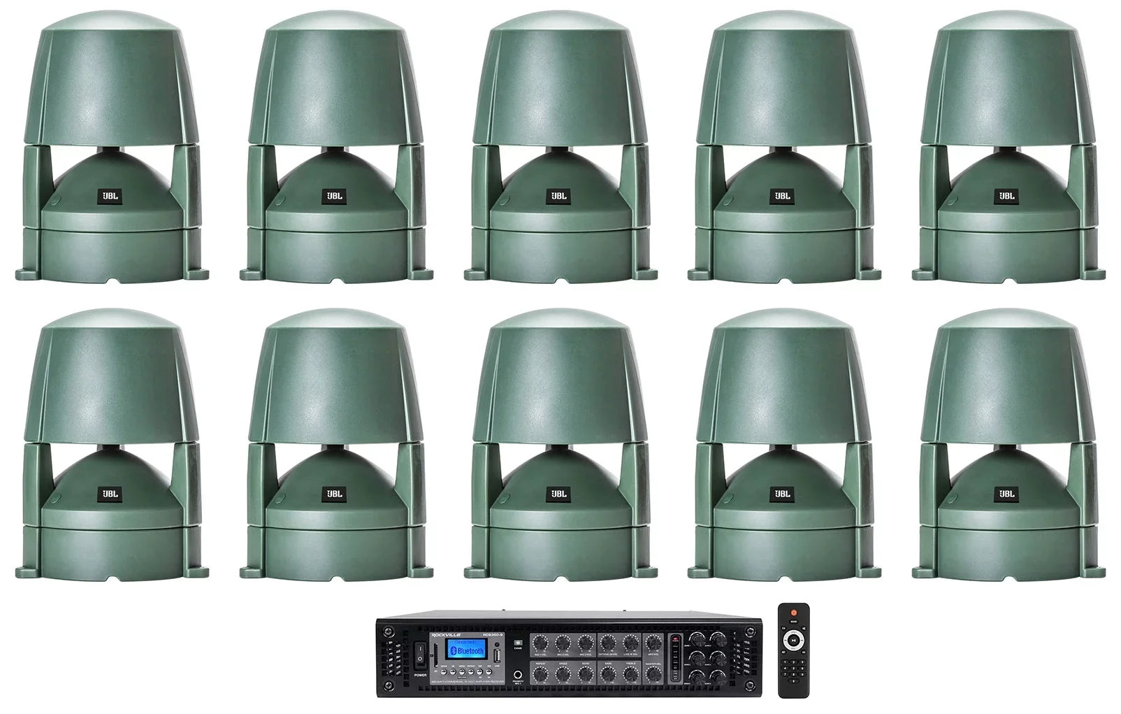 5.25" 70v JBL (10) 85M CONTROL Speakers+Amplifier Commercial Outdoor Landscape