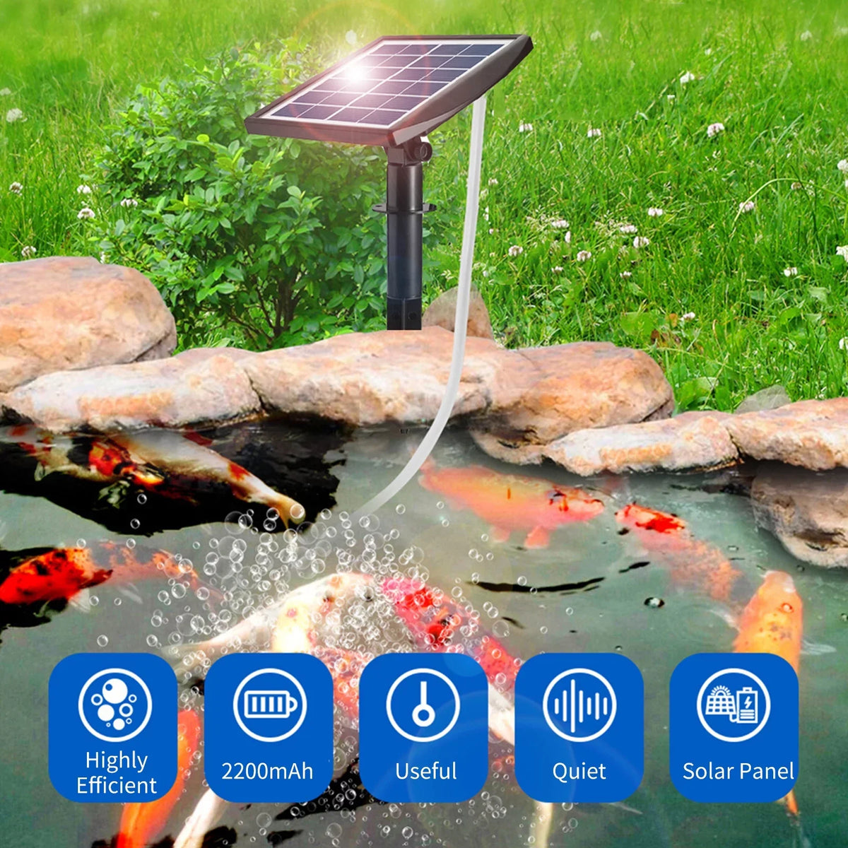 moobody Oxygen Aquarium Fish 2W Pump Aerator 2 with 8.2ft Fish Pump Plug-in Fishing Pond for Garden Oxygenator Aerator Bubble Air Pool Stones Pipe Solar Oxygen 6V Air