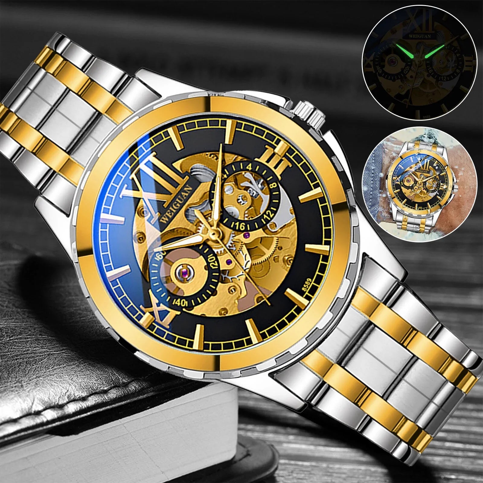 Men Luxury Business Waterproof Steel Mechanical Stainless Watch Automatic Wrist