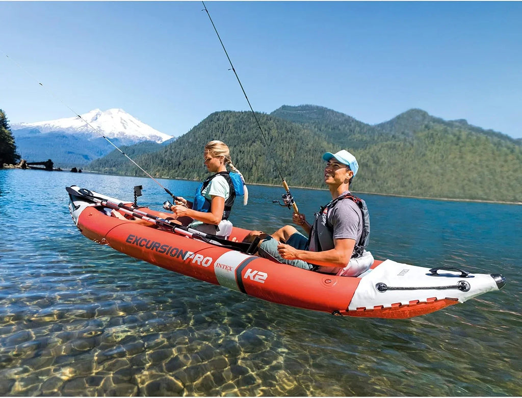 Kayak Includes Excursion and Adjustable 86in Handles Pro Paddles – Grab Inflatable – Series: Kayak Bucket PVC Rod High-Output Deluxe – Holders Fishing INTEX – SuperTough Seat Pump