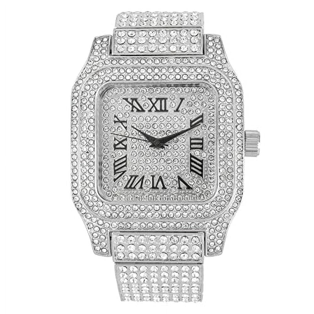Charles Watch Raymond (Silver Out - Crystal Square Bling-ed You Hip in R#) Iced Will a Watch Biggie Black Hop Out 0513Sq Hypnotize