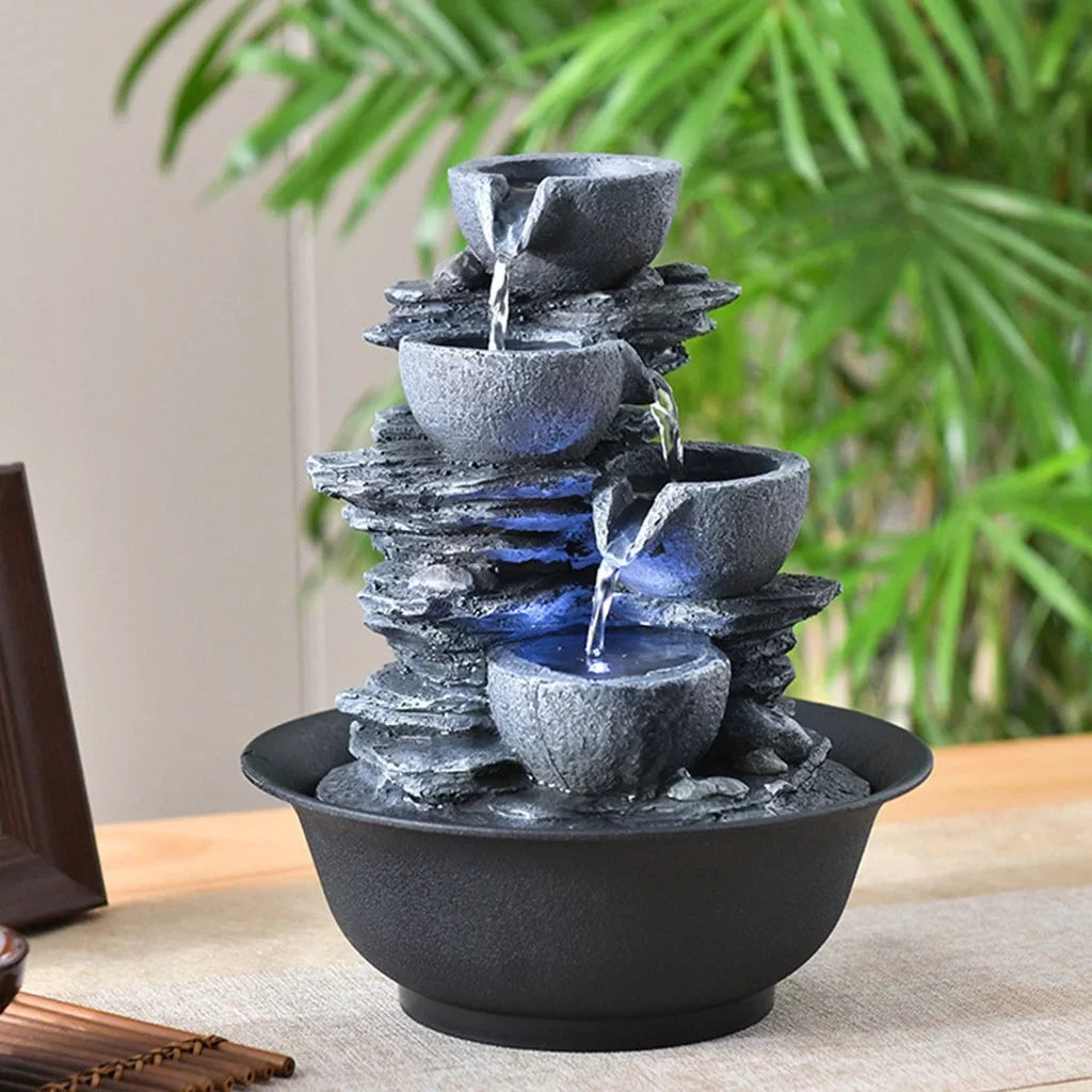 Waterfall E Water Home Fountain Feng Shui Outdoor Landscape Tabletop s with , Bedroom