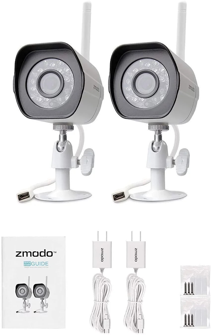 with Camera Plug-In, Smart Cameras Security Night 2 WiFi Compatible Vision IP Alexa Zmodo System Wireless Pack Outdoor