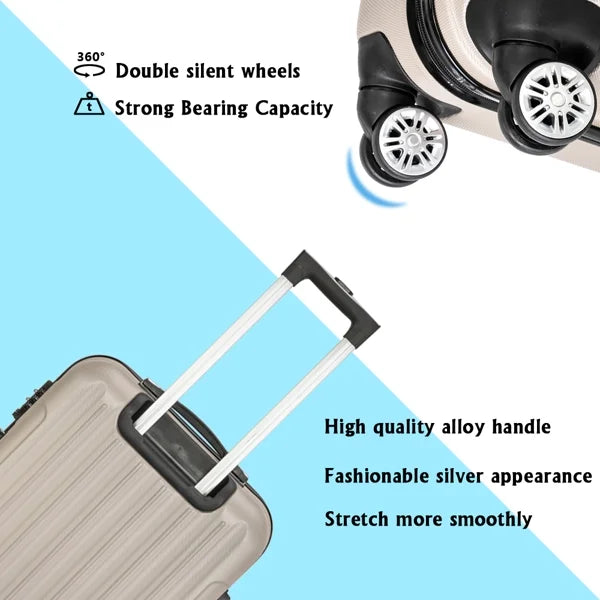 Piece Set Lock 3 Suitcase(20/24/28), Luggage on Carry Wheels Champagne Luggage Capri Spinner