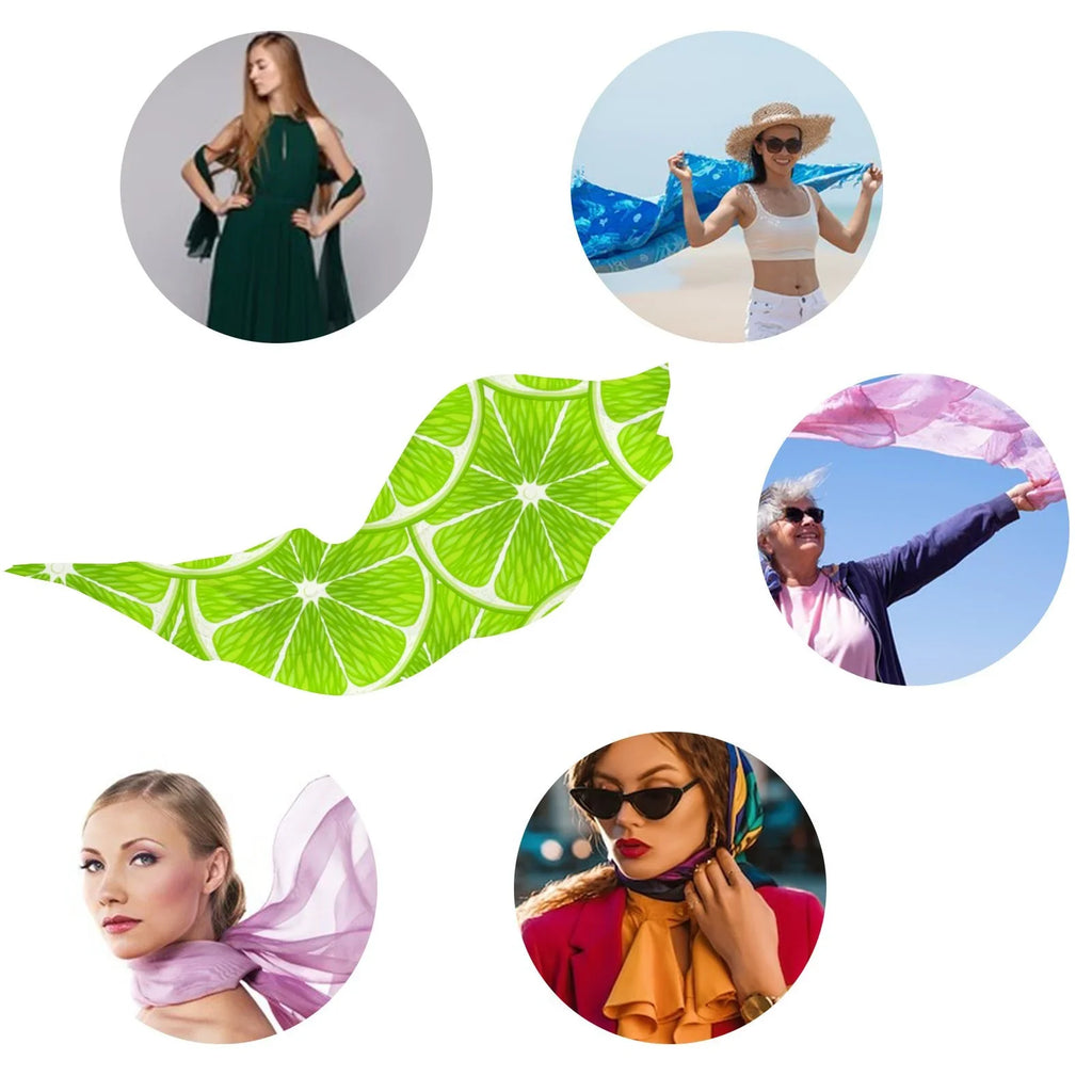 Sunscreen Large Neck Scarf for Wraps Long Hair Wraps Shawls Slices Headscarf FREEAMG Lime Packed Oblong Silk Women Gift