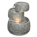 3-Tier Quartz Classic D and LED Garden Lightweight H Color, Light, x Fountain Cascading Indoor/Outdoor with 15” 11.5” Polyresin Home
