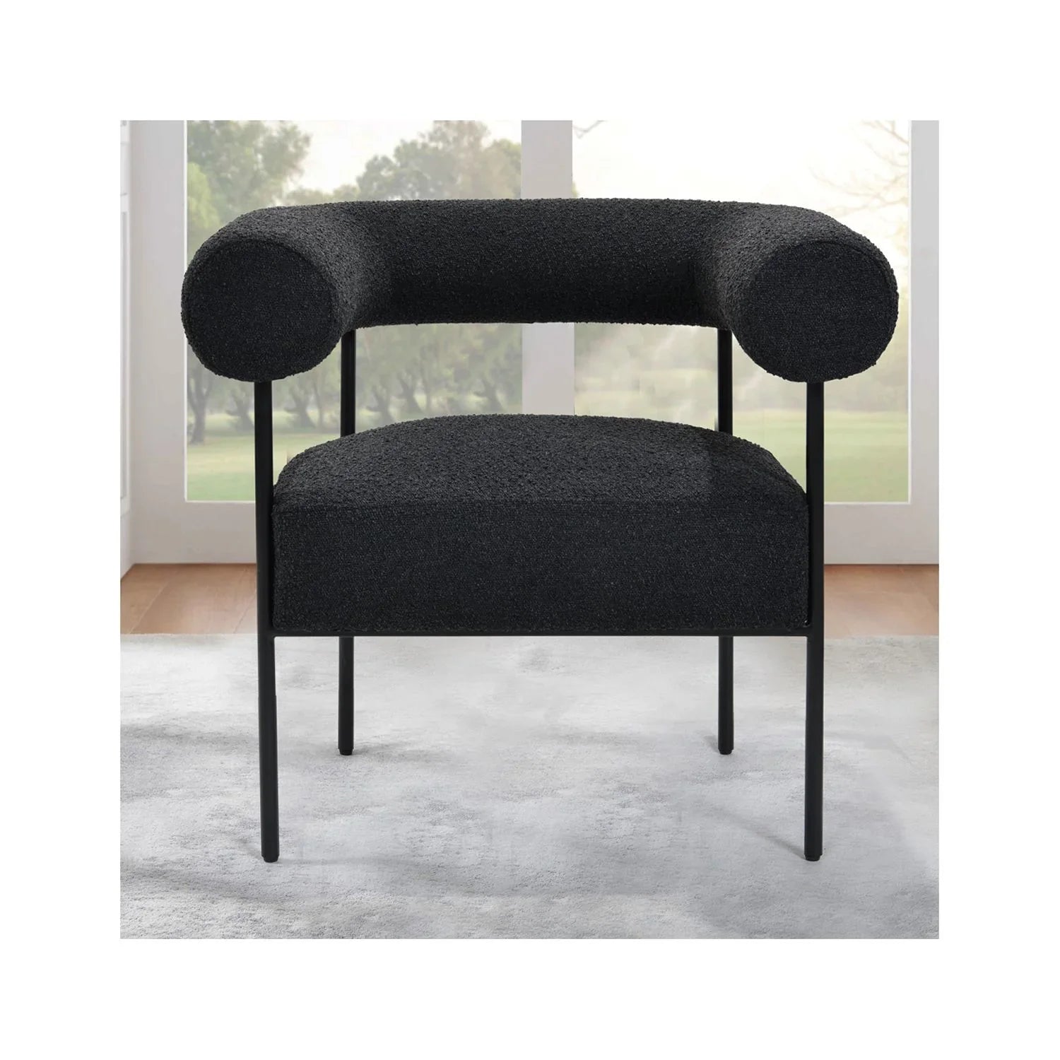 Palma Chair Boucle Black Arm Metal