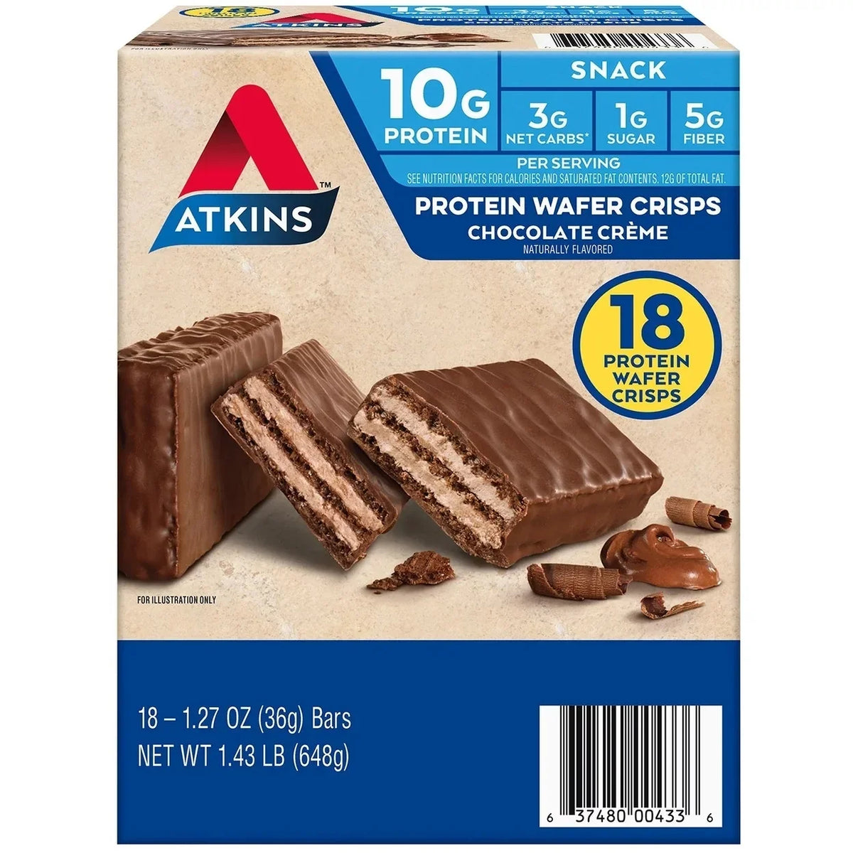 of Atkins Crisps Chocolate Wafer 1.27 18) Creme (Pack Ounce Protein