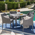 Piece with Set Cushions, Wicker Square Arcadia Dining Silver Grey, Outdoor 5