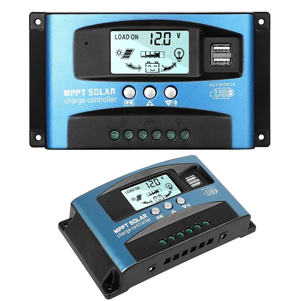 Charging Efficiency, Solar High USB, MCU Timer(Blue) 30A Build-in MPPT Charge Solar Dual Charger Panel Controller, Controller, Control, Regulator