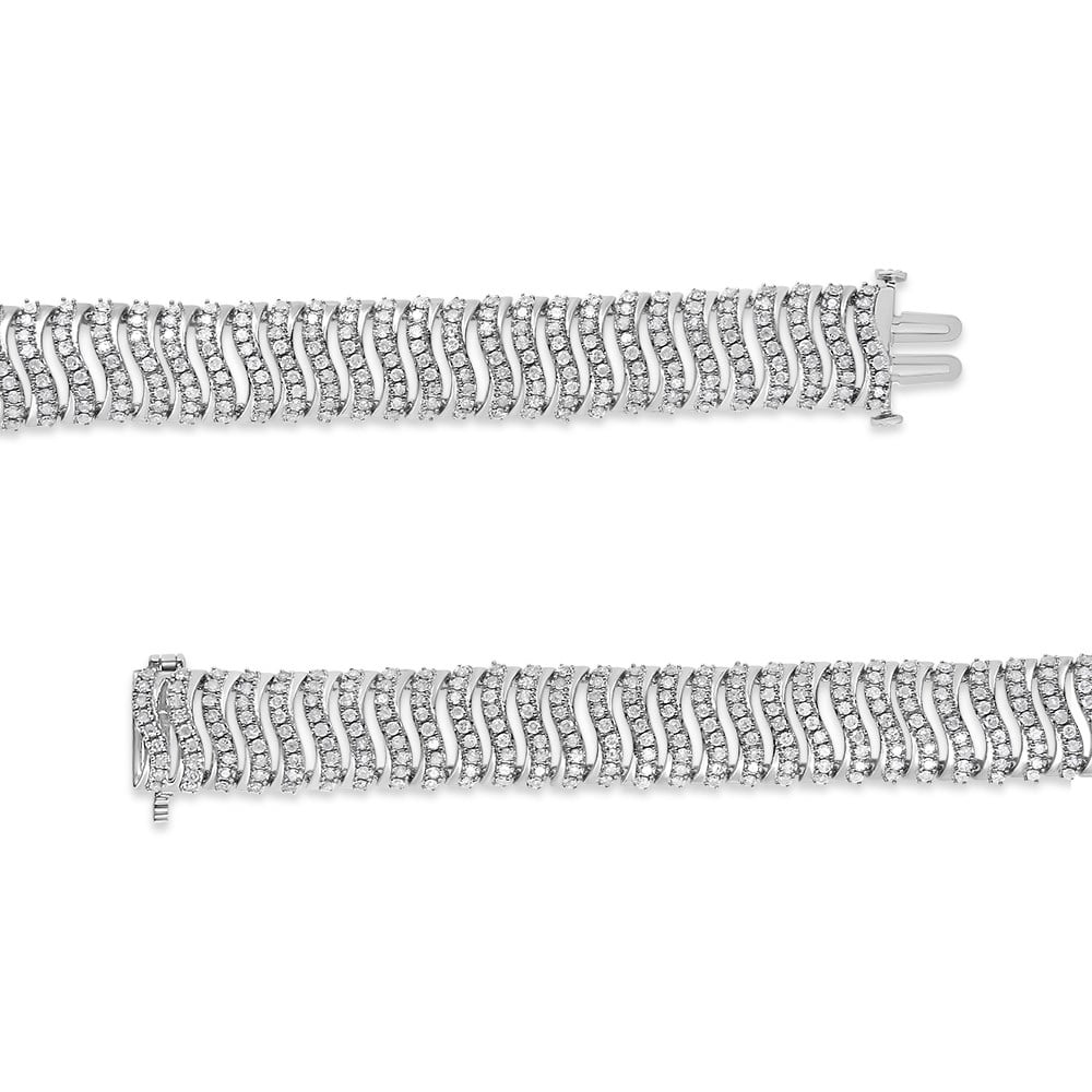 Link Diamond Round-Cut Bracelet Silver "S" 5.00 I3 Clarity) Color, 7.25 .925 Cttw (I-J - Size Sterling