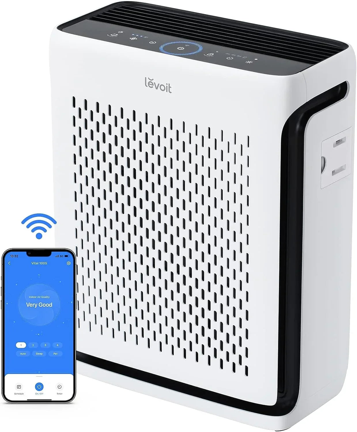 for Air Bedroom Sensors, Air Ft² Filters, Vital HEPA 100S Captures Washable and LEVOIT Up Pet Room Light Smart Smoke, Home Dust, WiFi, Large Hair, to Purifiers with Quality Allergies, 1110 Filter
