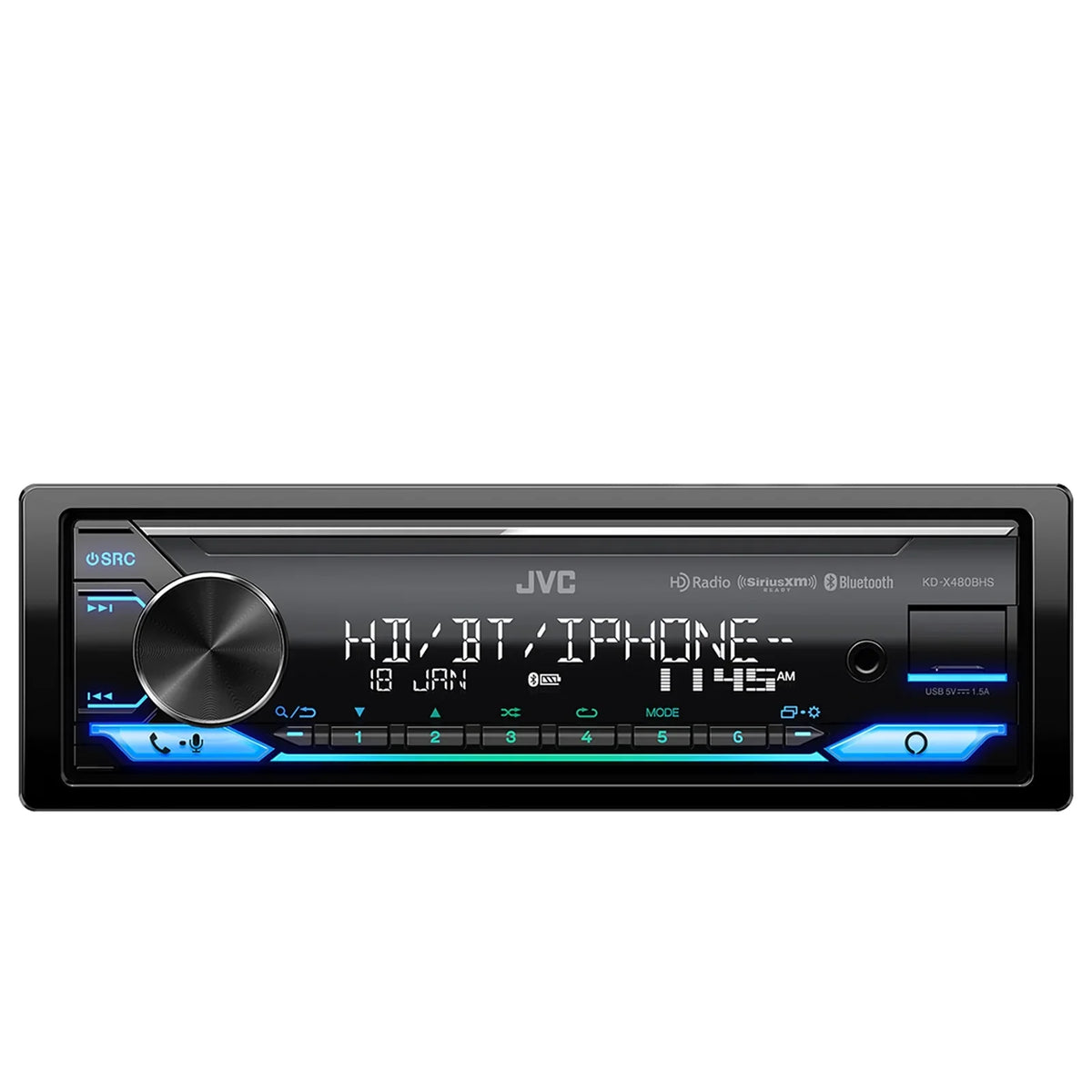 Single Combo Din AM/FM AUX Bundle Kit with LED Bluetooth Stereo Car 98-2013 USB Harley Installation DIN Amazon SiriusXM Install LED Audio Alexa Single JVC Radio Receiver Ready Enrock KD-X480BHS