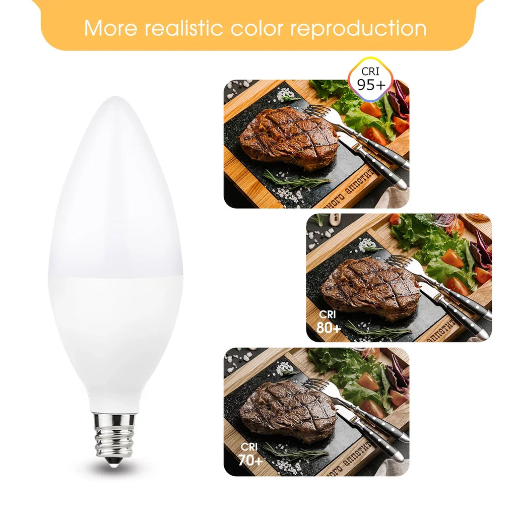 Daylight Watts), 550LM, for E12 Equivalent(6 Dimmable, 60W White Candelabra Chandelier, Bulbs, Ceiling LED Pack Light Fan, 5000K, Dimmable, 12