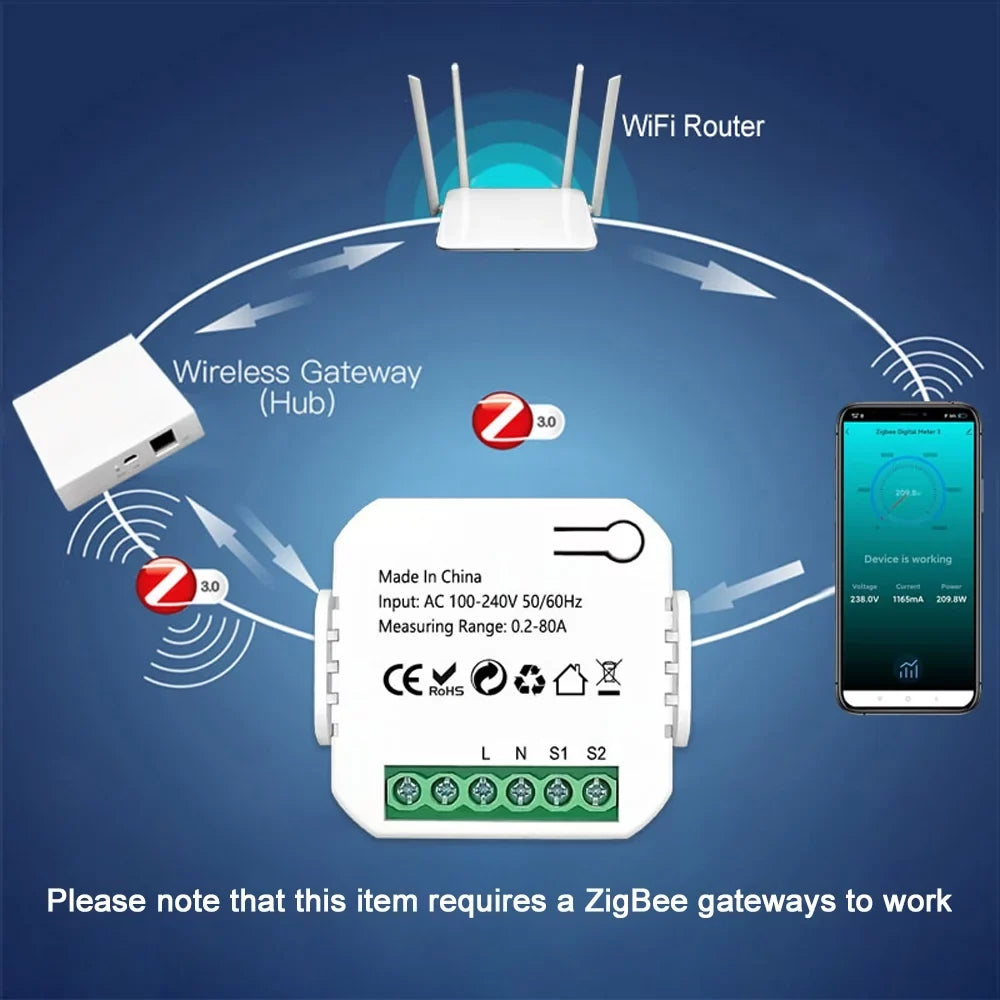 Clamp Power Statistics Monitor Dazzduo KWh Compatible Electric meter,Statistics Power 80A Monitor Power 80A KWh KWh Monitor Voice Clamp Compatible Statistics Meter Meter Clamp