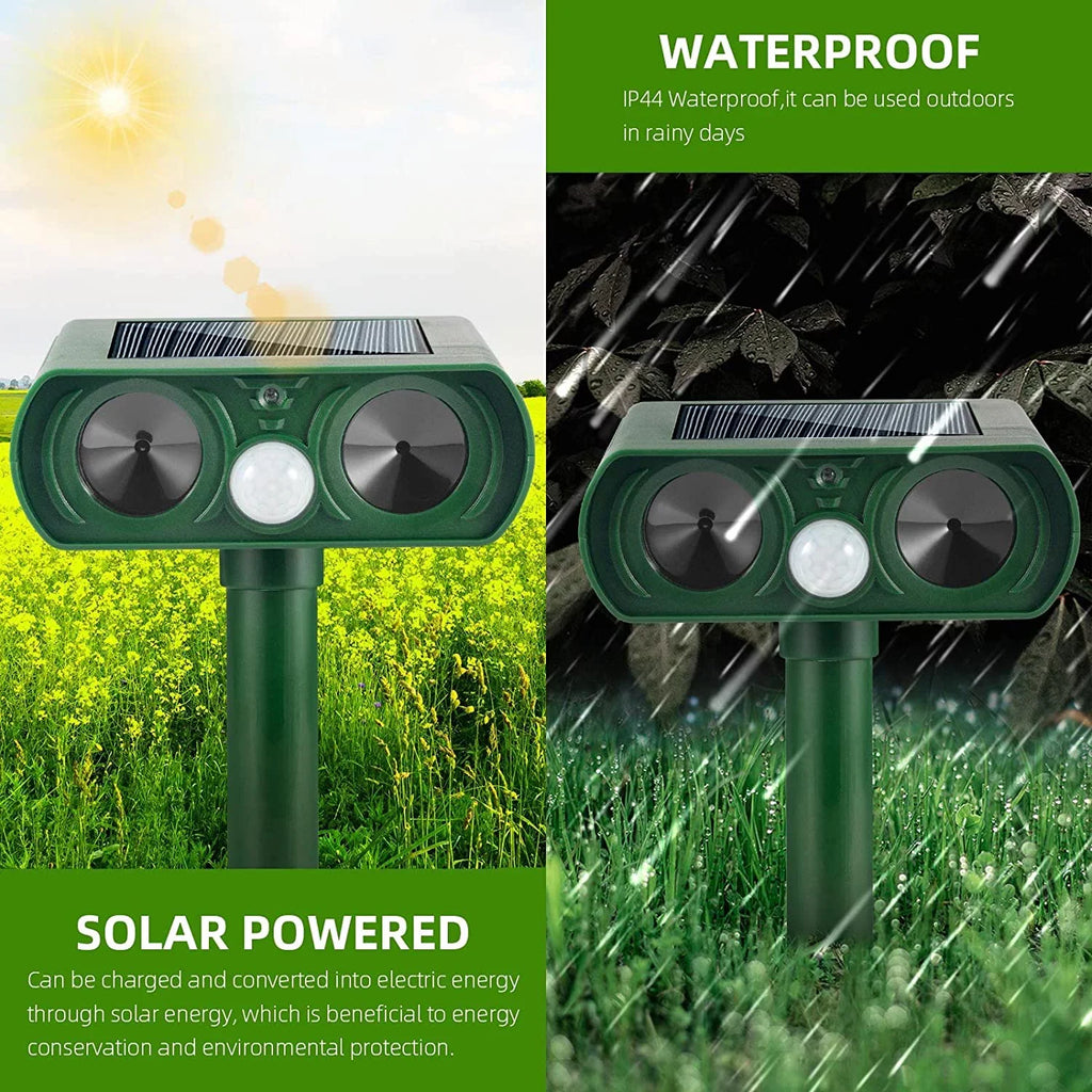 PIR Waterproof Sensor Pest Pack Away Animal Flashing Cat Outdoor Dog Repellent Animal Raccoon & Mouse Repeller Deer Ultrasonic Repeller Fox 2 Lights with Solar Keep to Deterrent Animal