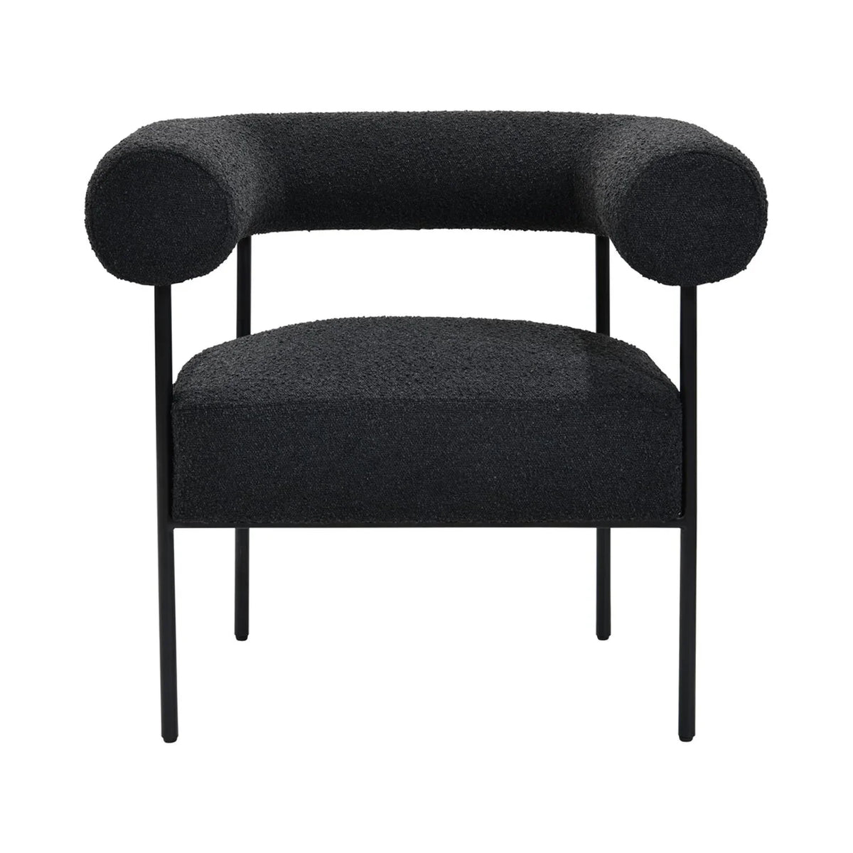 Palma Chair Boucle Black Arm Metal