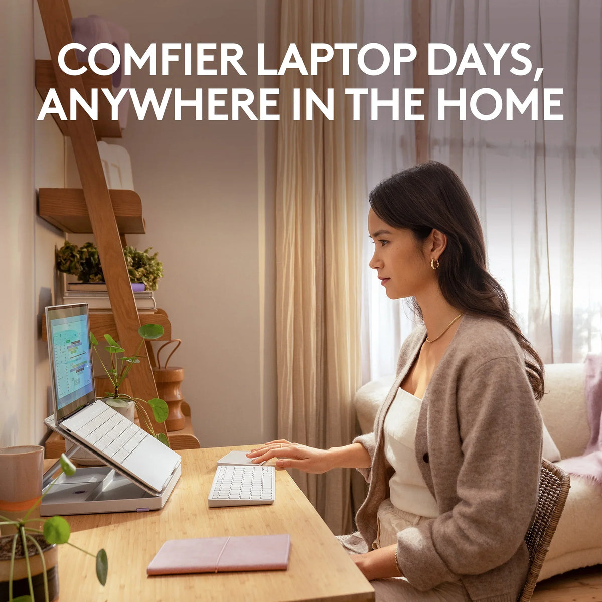 Bluetooth, Up Wireless for Laptop ChromeOS Calm Charging, Windows, Keyboard Kit to Laptop/MacBook - Casa Logitech USB 17?) - (10? & C Stand, Desk Home From with Touchpad, macOS, Work Pop Nordic