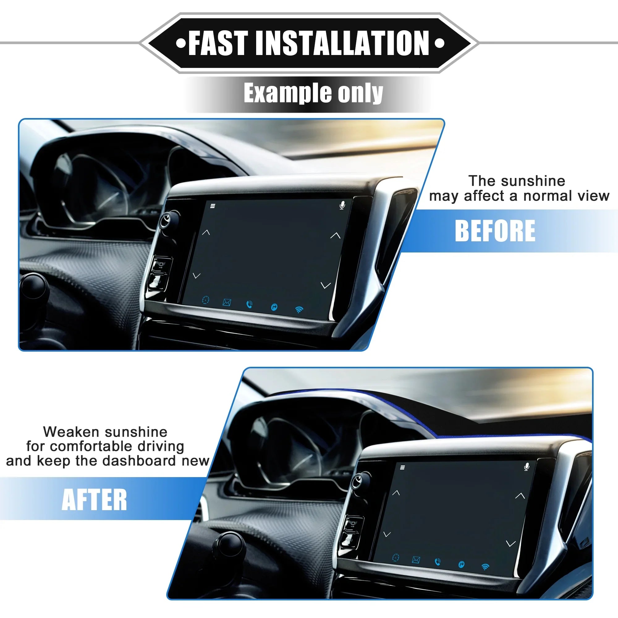 F150 Dashboard Ford Bargains Cover Protective Center Black 2015-2020 Polyester Car Unique Console Mat Blue for
