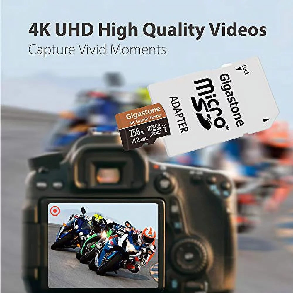 Cams, Game C10 R/W UHS-I Switch Run [5-Yrs A2 Dash Micro 4K Cameras, Go Memory 100/60MB/s SDXC Card, 256GB Turbo Free-Data-Recovery] U3 App Nintendo Pro Compatible, Gigastone