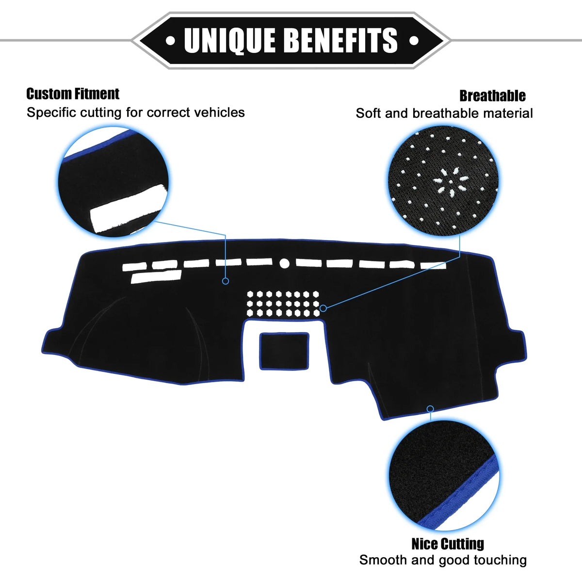 F150 Dashboard Ford Bargains Cover Protective Center Black 2015-2020 Polyester Car Unique Console Mat Blue for