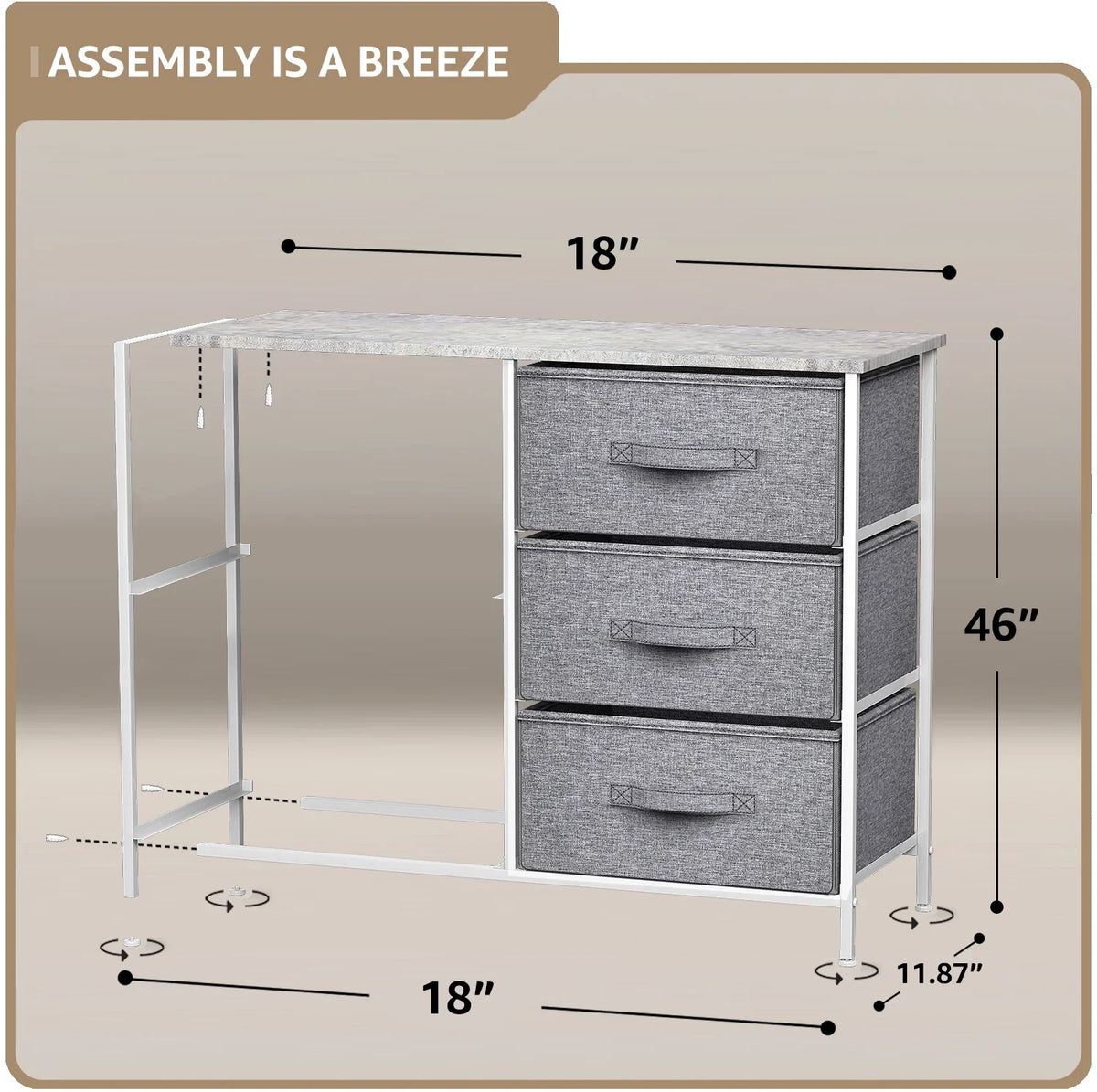 Steel Sorbus 5-Drawer Dresser: Closet Organization, Bedroom, Hallway, Frame, Gray