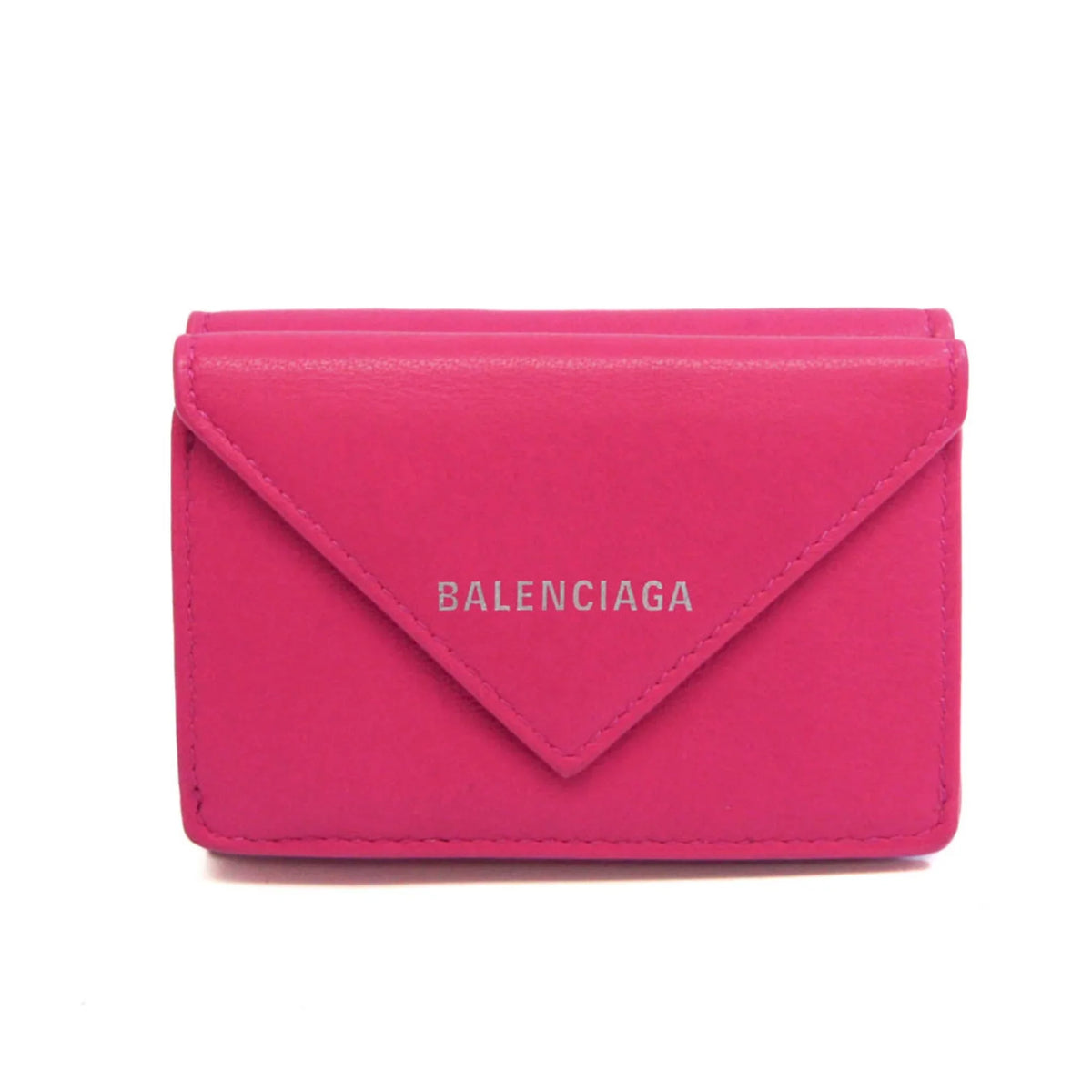 Pre-Owned Mini 391446 Paper Wallet Pink Women's (tri-fold) Balenciaga Wallet (Good) Leather