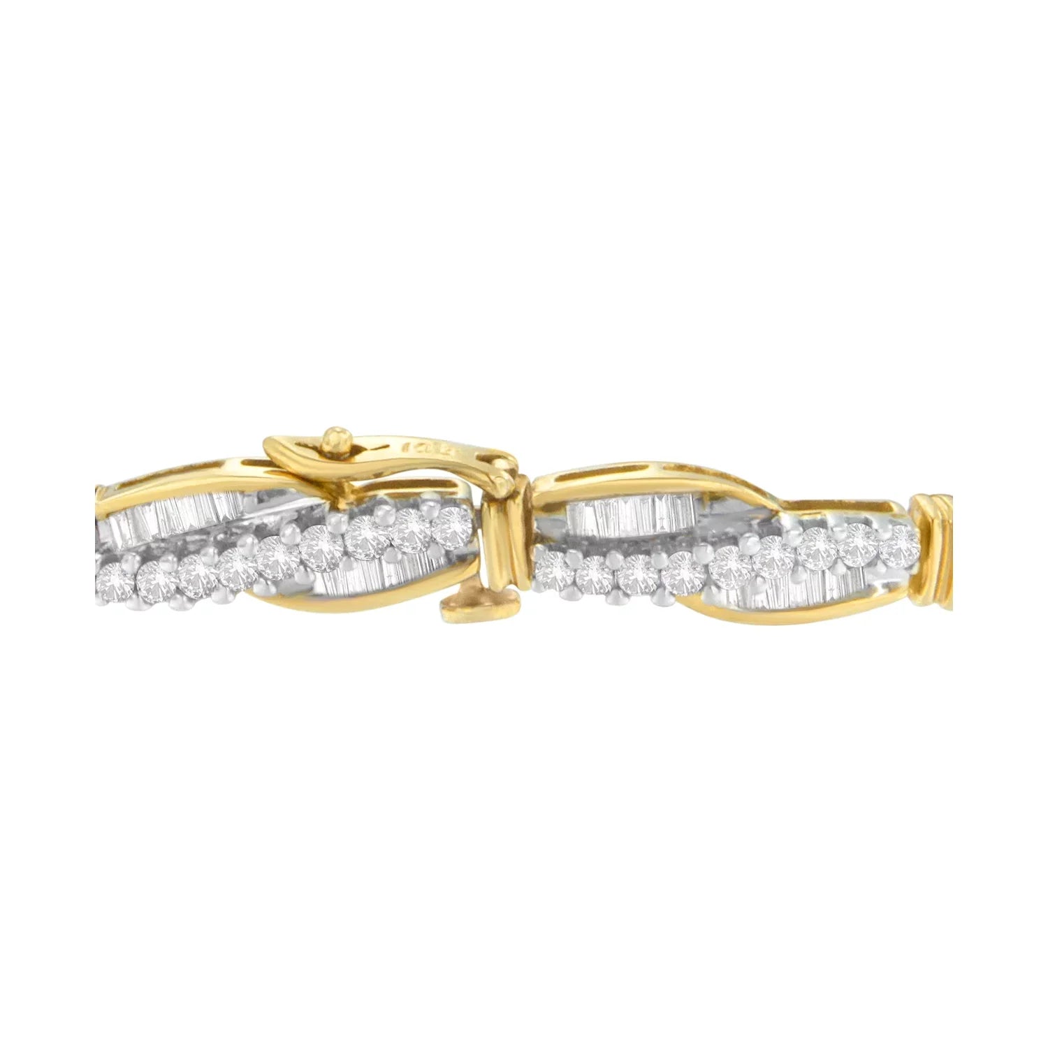 Winding Round Yellow Gold Bracelet (H-I,SI1-SI2) Baguette Love Diamond 14K 3 CTTW Cut and