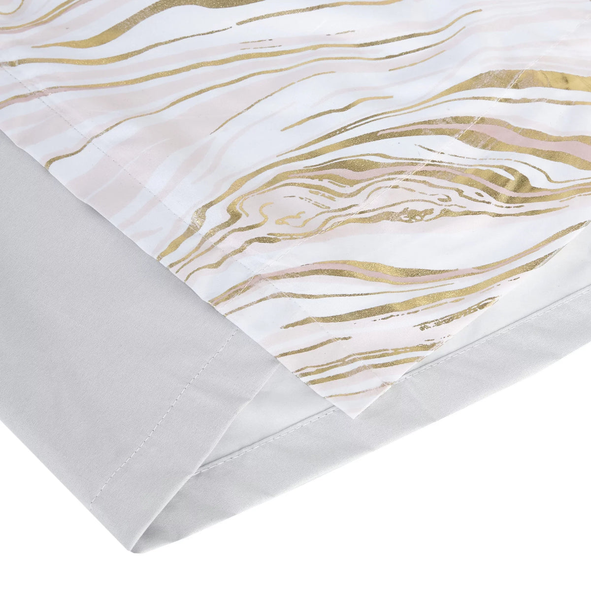 50x84" Total Metallic Marble Intelligent Blackout Grommet Printed Design Top Curtain, Rebecca Blush/Gold,