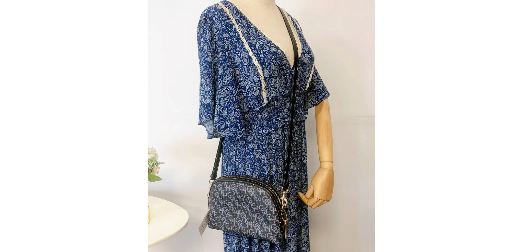 CF343 Coach Monogram Madi IN Print Navy Coach Crossbody With