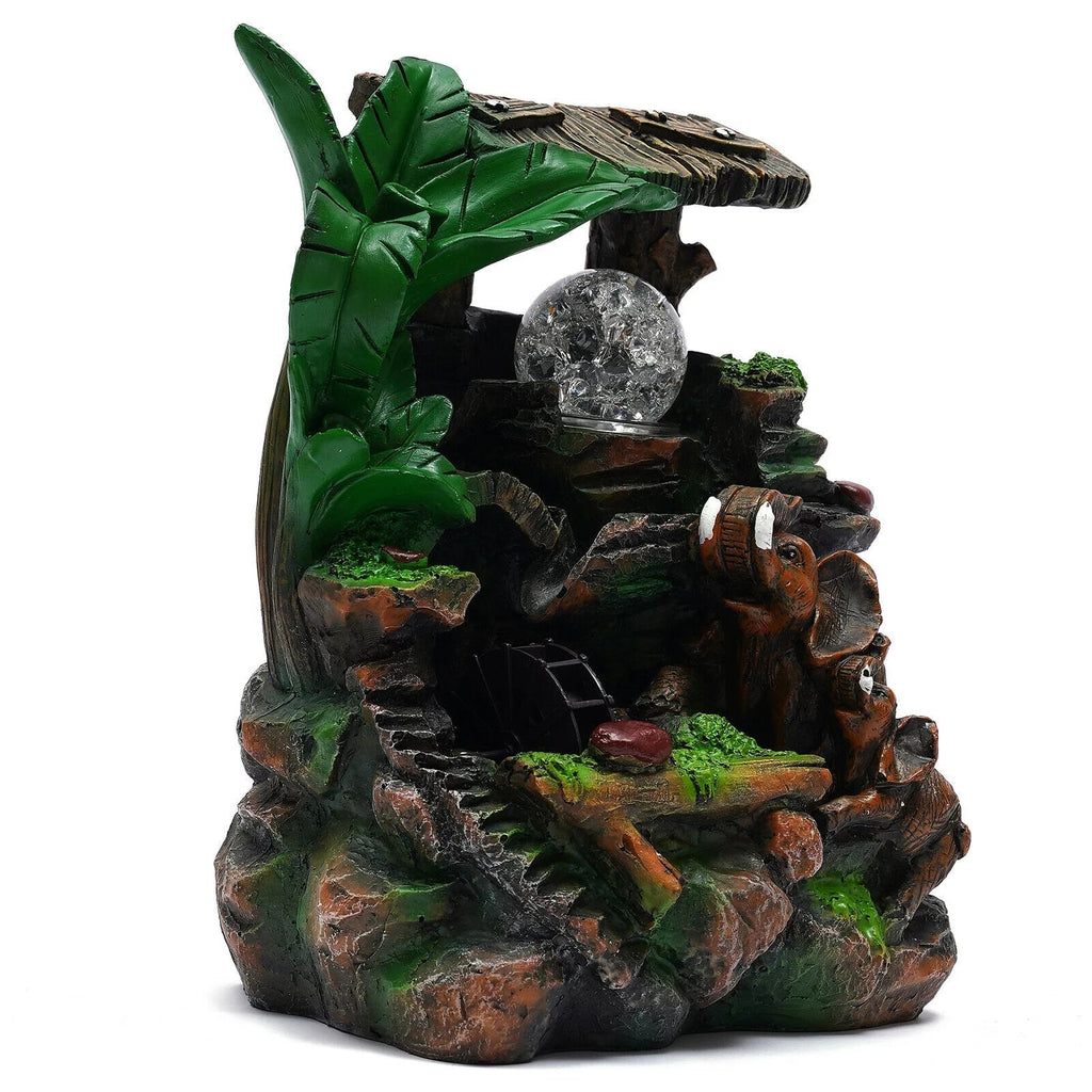 Rockery Feng Home Waterfall Resin Ball Rolling LED Water Shui Decor Tabletop Tabletop Water with Fountain Fengshui Fountain Light LED Indoor Fountain Waterfall