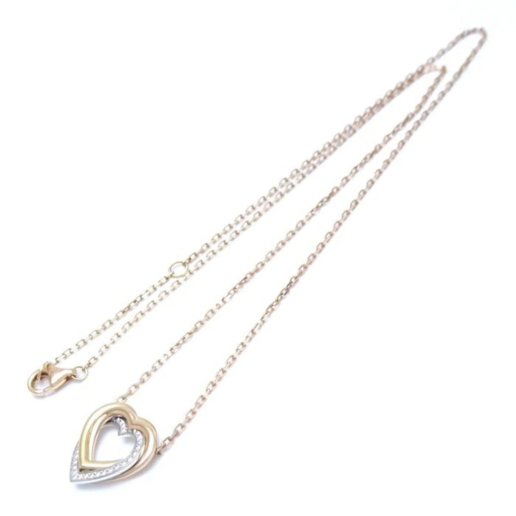 K18 (Like 291637 CARTIER Diamond Three-Color Heart Necklace New) Trinity Gold Pre-Owned B7061200