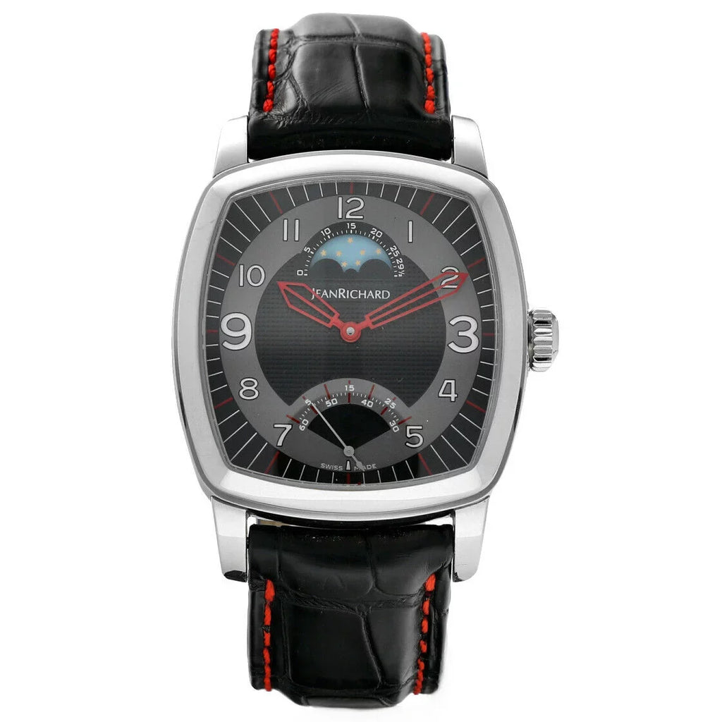 Screen Steel Moonphase 46016 Richard Automatic Men's TV Watch Leather Jean XL
