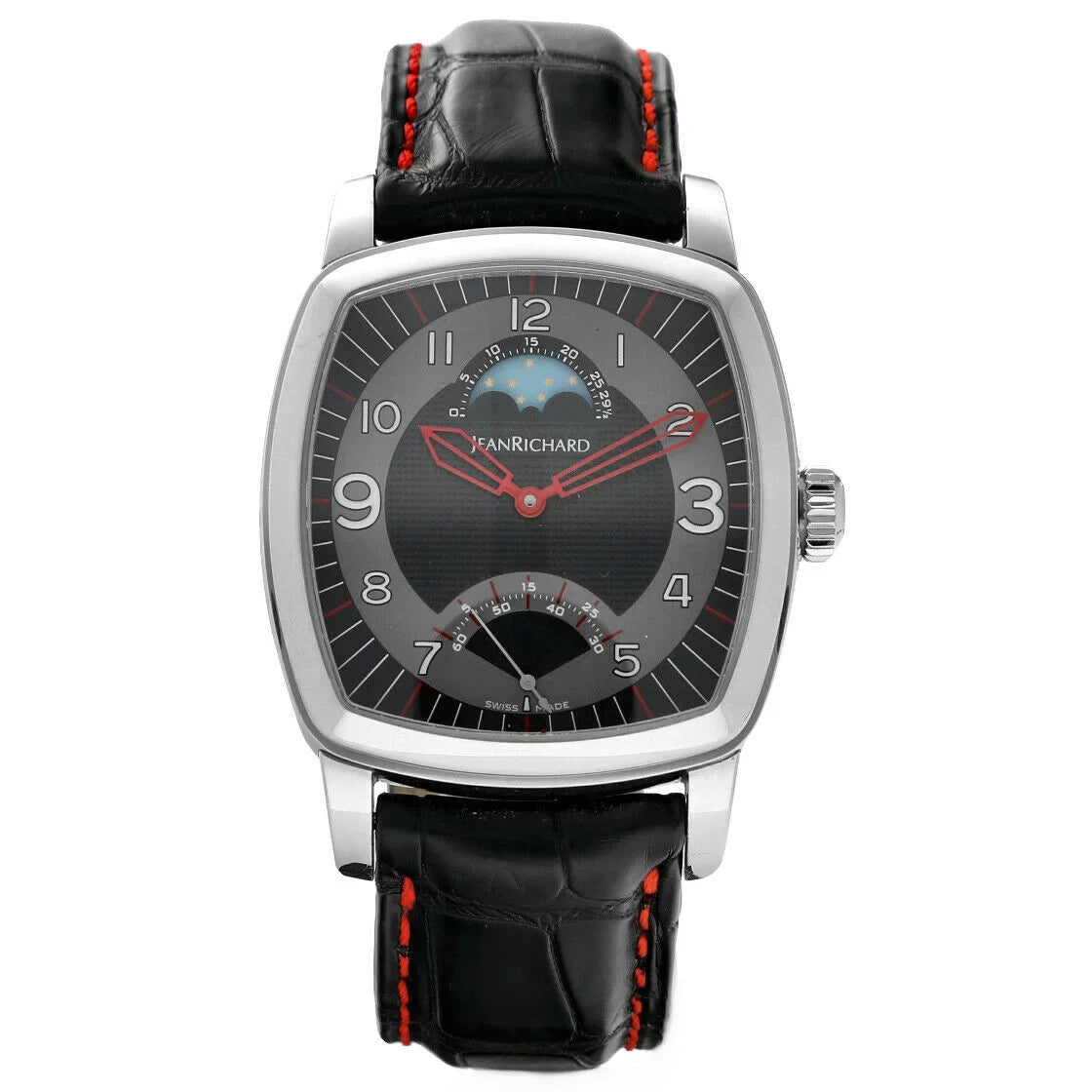 Screen Steel Moonphase 46016 Richard Automatic Men's TV Watch Leather Jean XL