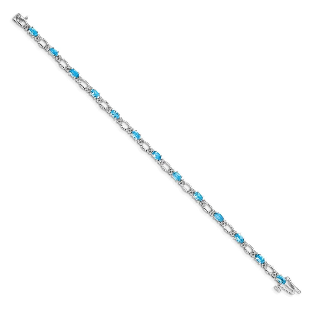 Bracelet 14k Gold QBM4491-BT-010-WA Diamond Topaz and White Blue