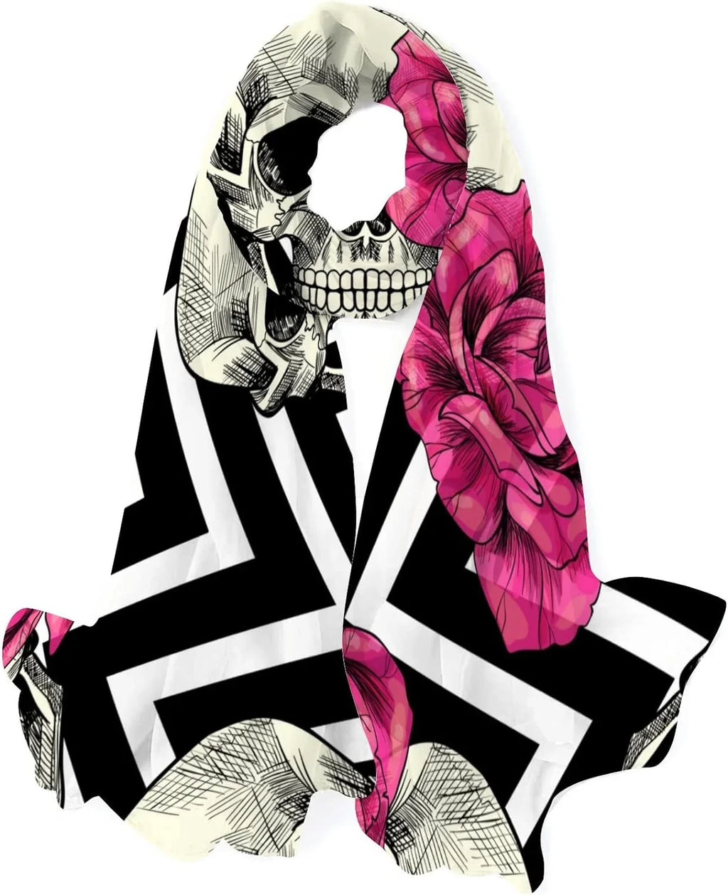 Scarves for Girls Shawl And Silk Hyjoy Long Lightweight Wrap Women Pink Roses Neck Skull Scarf