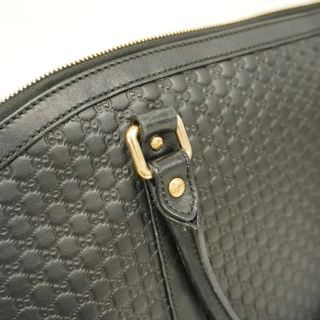 Gold Women's Gucci Black Pre-Owned Micro Hardware Leather Handbag Guccisima 449658 (Good)