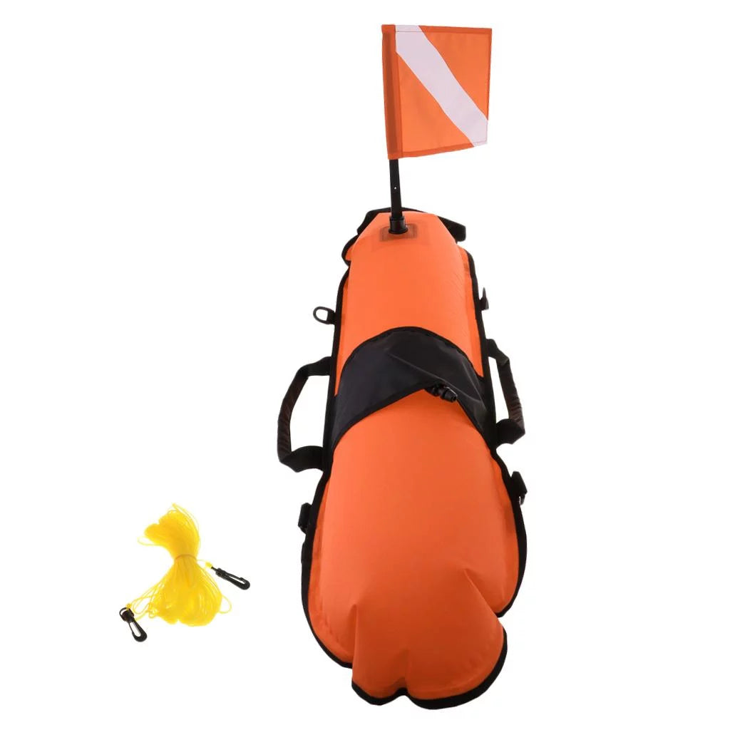 Buoy Inflator Diver D-, Oral Visible 20m High , Spearfishing, Scuba Diving Flag, Safety Freediving Float with Snorkeling,
