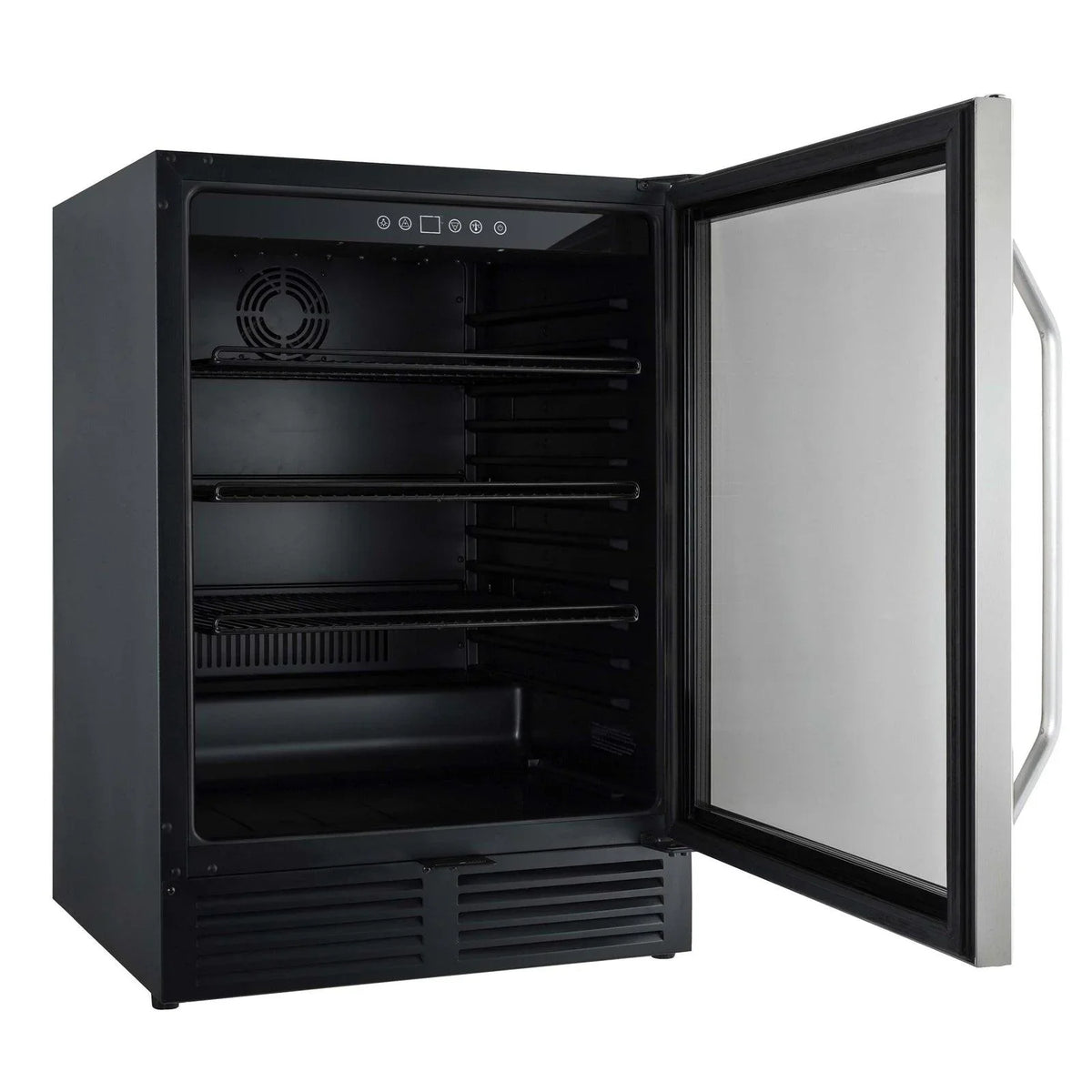 Stainless 130 Can Center, Beverage (BCA516SS) in with Black Cabinet Steel Avanti Capacity,