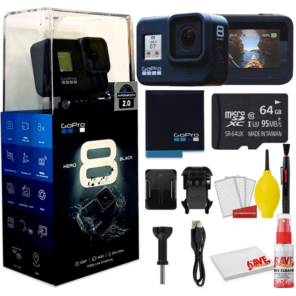 Clean Digital 64GB Card With Care Action Memory Camera More. and Black HERO8 + and - GoPro Set