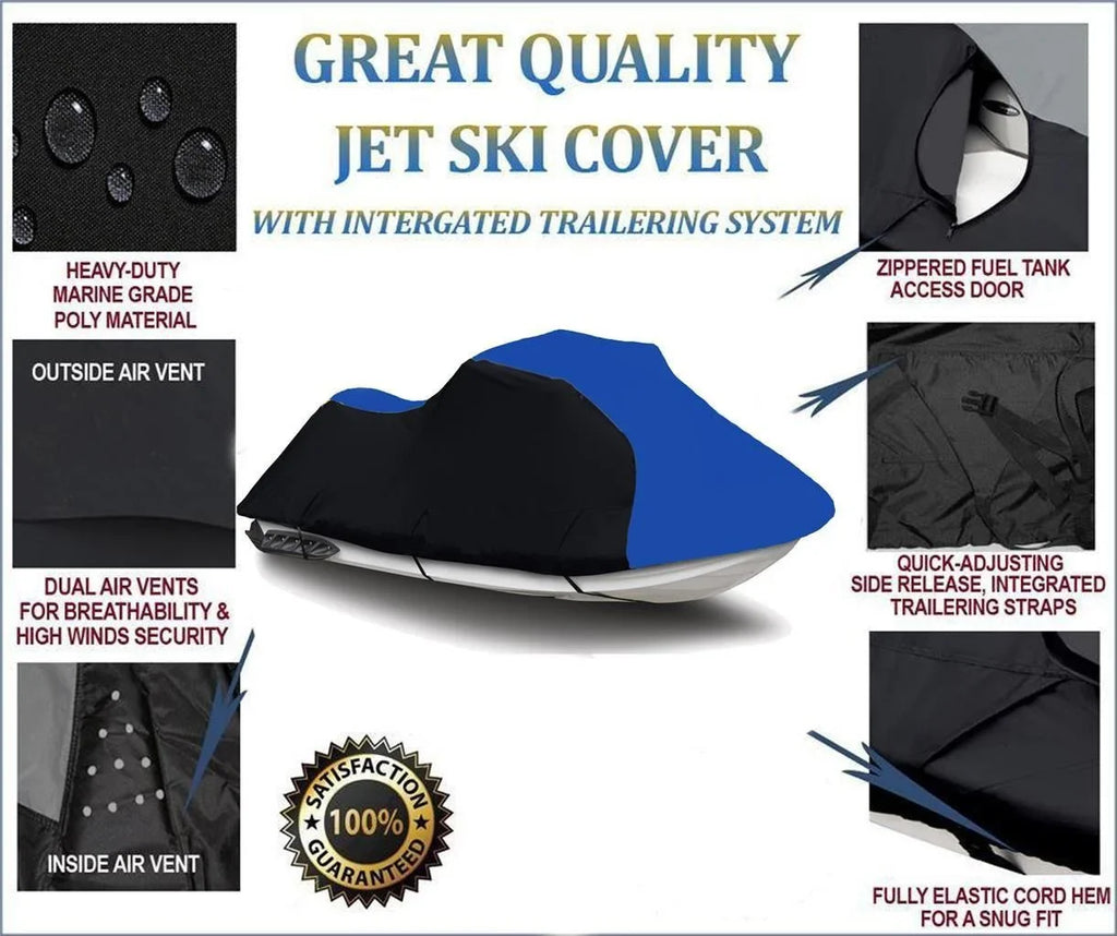 750 for BLUE Compatible Jet 600 Kawasaki 1997 1994 Cover 1996 STX Ski 900 1998 BLACK HEAVY-DUTY, Trailerable / / Cover DENIER 1995