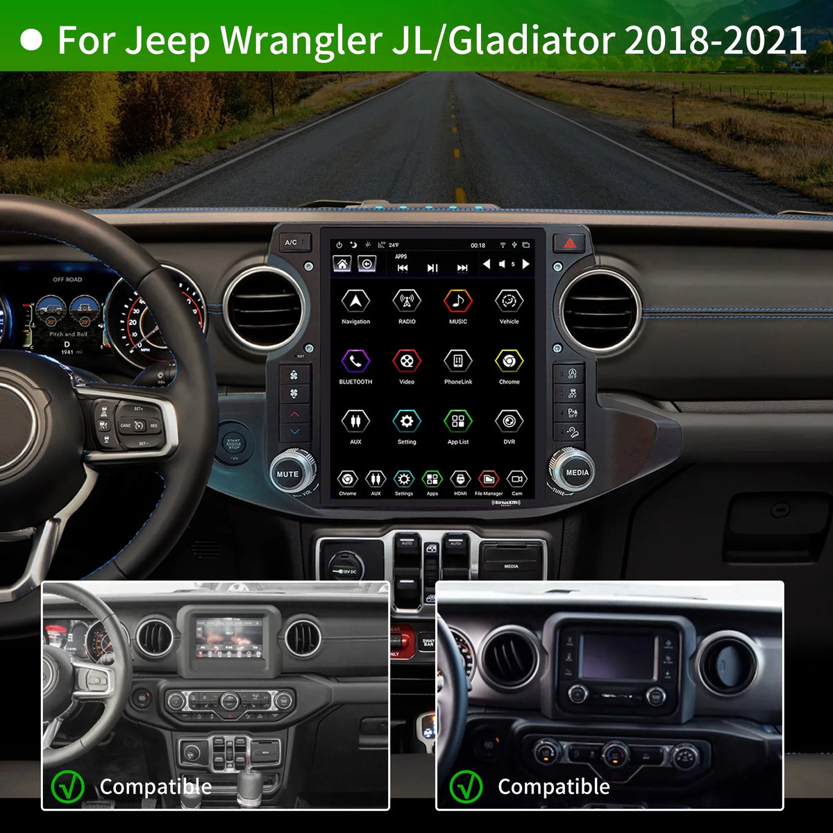 12.1 GPS Touch Screen Navigator Replacement Apple radio 4G+64G Linkswell Radio for Android T-style Truck inch Carplay SirusXm Car Wrangler 2018-2021 Auto Car Gen5 Gladiator Stereo Jeep