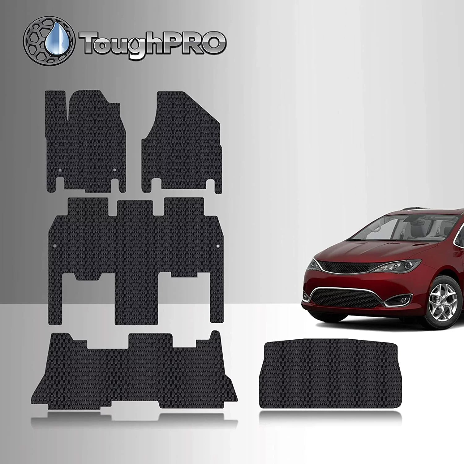 Compatible Floor Duty Row Mat - Hybrid Pacifica Accessories 3rd Heavy with Mats - + Chrysler Floor Set All Weather - TOUGHPRO 2021 + Cargo