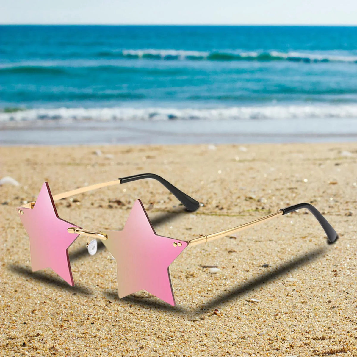 Stars Rimless Glasses Women for Sharplace Glasses 6X Trendy Grey Dance Costume Sun