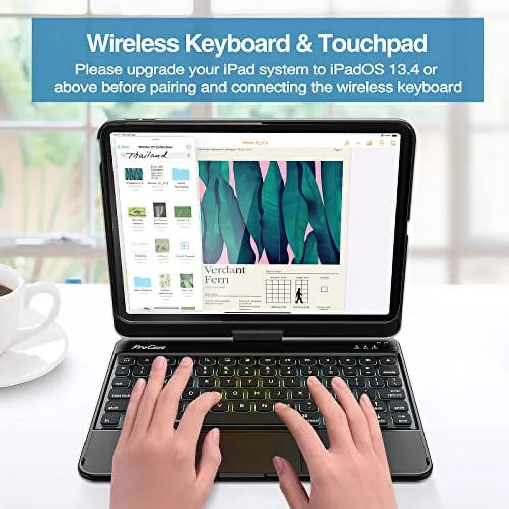 for for Backlit 10th Generation iPad –Black 10.9 2022 Keyboard Degree Rotation 7 Touchpad 360 Color inch Multi-Touch ProCase Trackpad, Keyboard iPad with Gen 10th Case Case