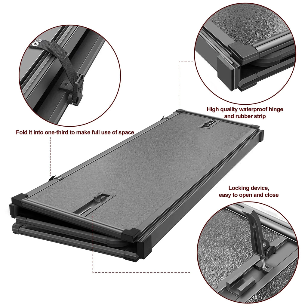 Deckrail 2003-2024 Without Bed Ram 3500 Hard & | Truck 6.4ft Tonneau Bed Rambox for Professional | FRP (74.6in) Kikito 2500 Tri-Fold System 1500 Cover