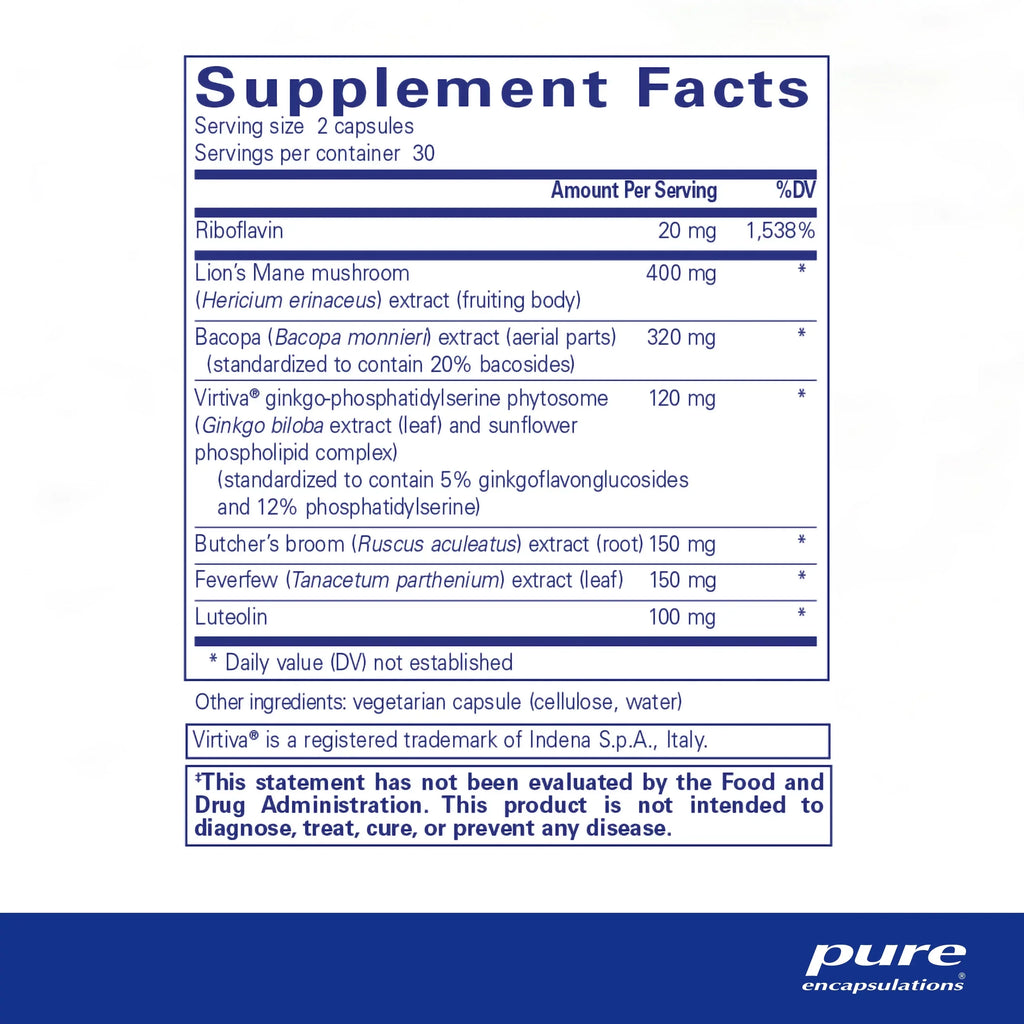 | Brain 60 Fog Associated Brain Concentration, | Capsules* Supports with Memory Reset Pure Encapsulations Clarity, and
