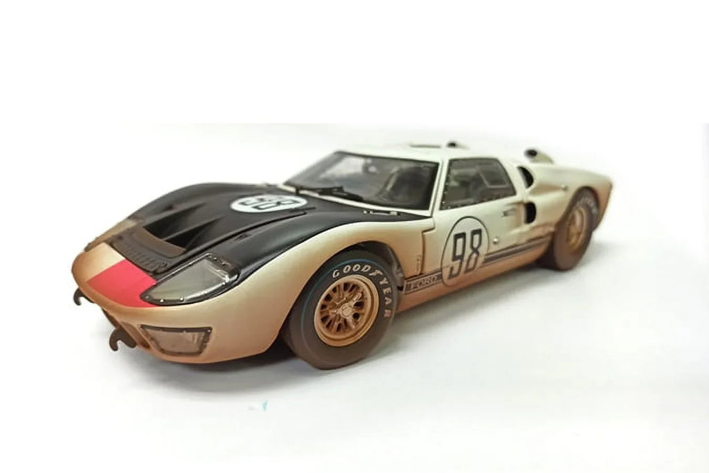 scale Collectibles Car Shelby Race Car Toy White GT-40 SC432W #98 After (Dirty - II Diecast 1/18 Ford - w/Display Model Version), 1966 Diecast Case - MK