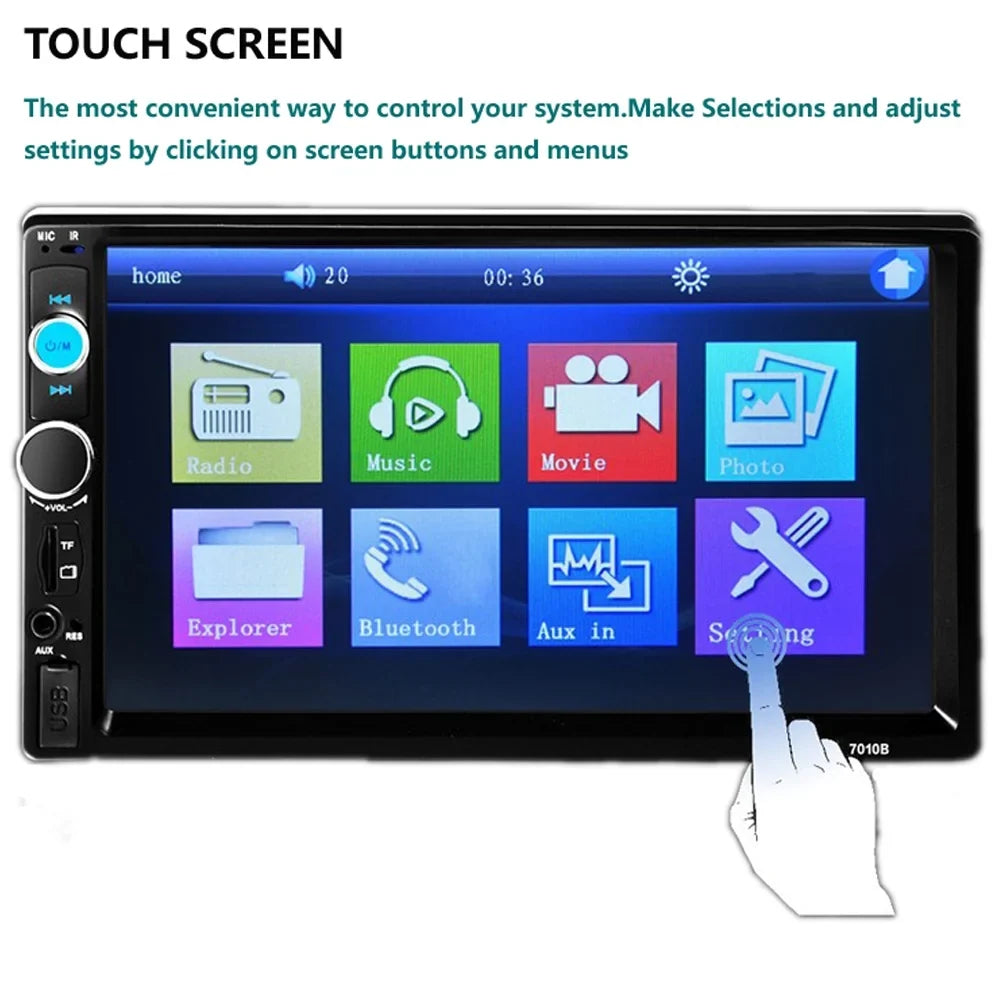 Double Audio 7-inch Multimedia Player Polarlander USB Car MP5/4/3 Screen Car SD with radio Touch Mirror Stereo AUX HD Car Bluetooth Din Link Function FM