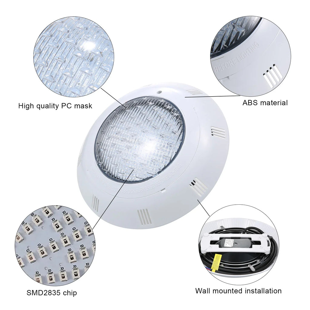 RGB LED Pool IP68 with Swimming Light Remote Waterproof AC12V Pool Changing Control Color 7 45W Underwater Lights Lamp
